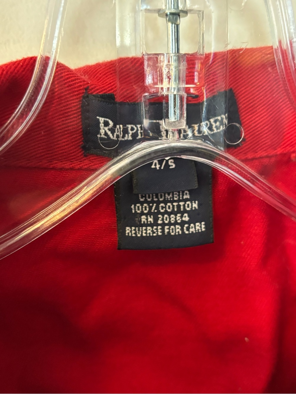 Ralph Lauren Red Zip-Front Cotton Twill Jacket Navy Pony Preppy Classic - Picture 4 of 4
